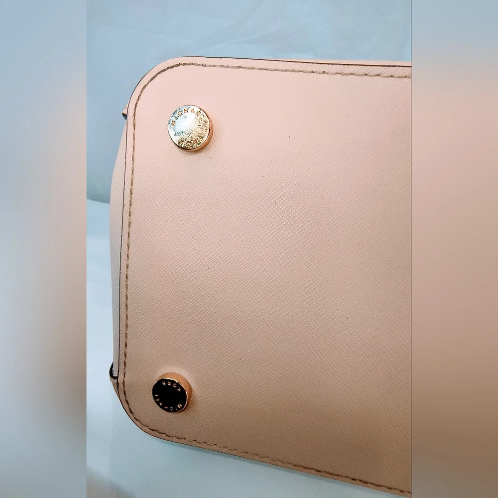 MICHAEL KORS Light Pink Lynn Saffiano Leather Satchel Bag
